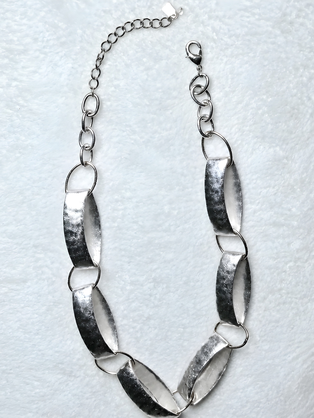 1990's Robert Lee Morris Soho Hammered Oval Link Statement Necklace 18-20" Adj. - Picture 2 of 9